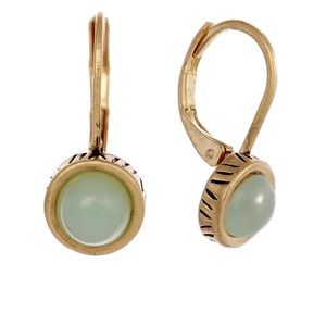 the Sak - Gold Tone Leverback Drop Earrings with Pale Green / Mint Center Stone